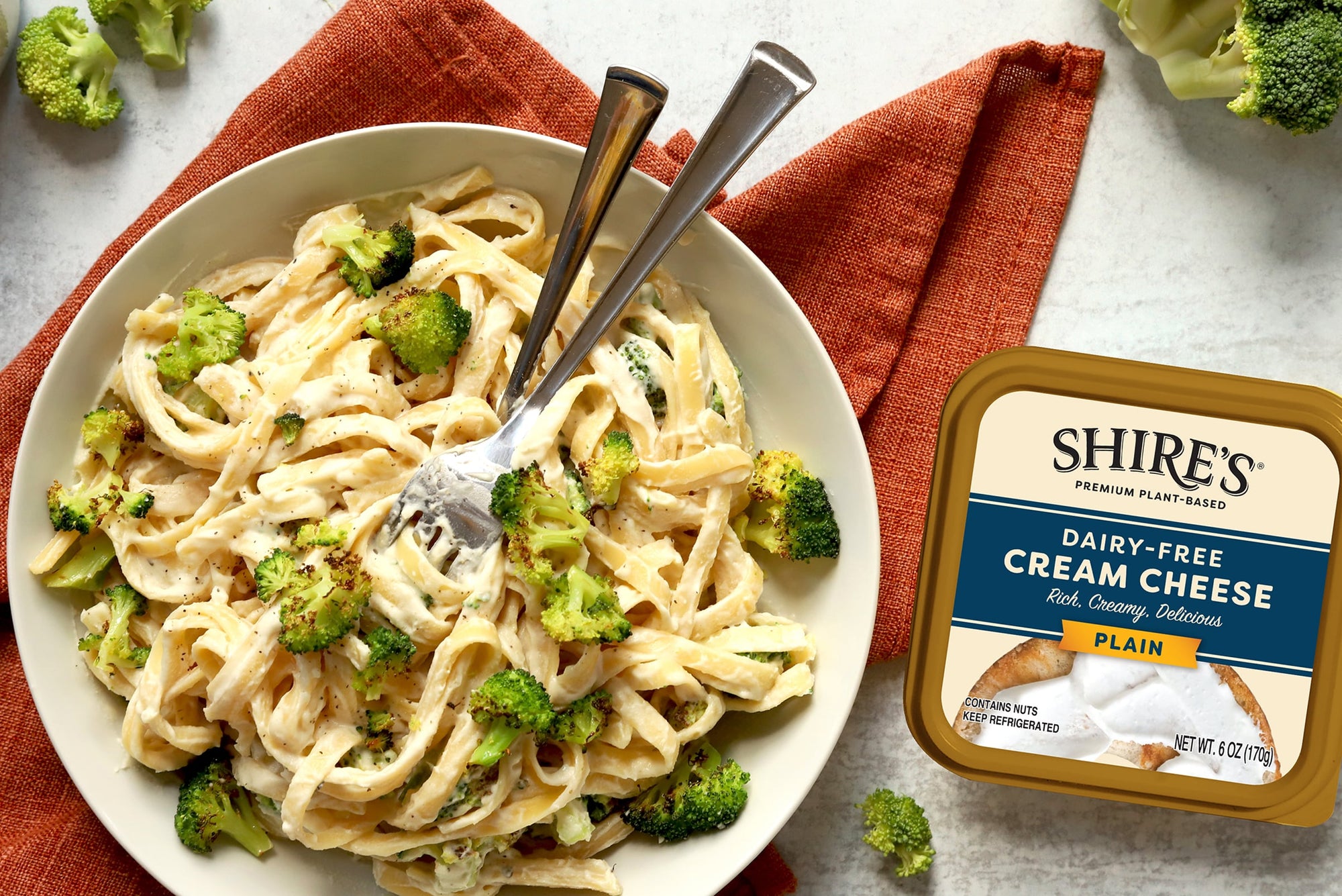 Fettuccine Alfredo with Roasted Broccoli