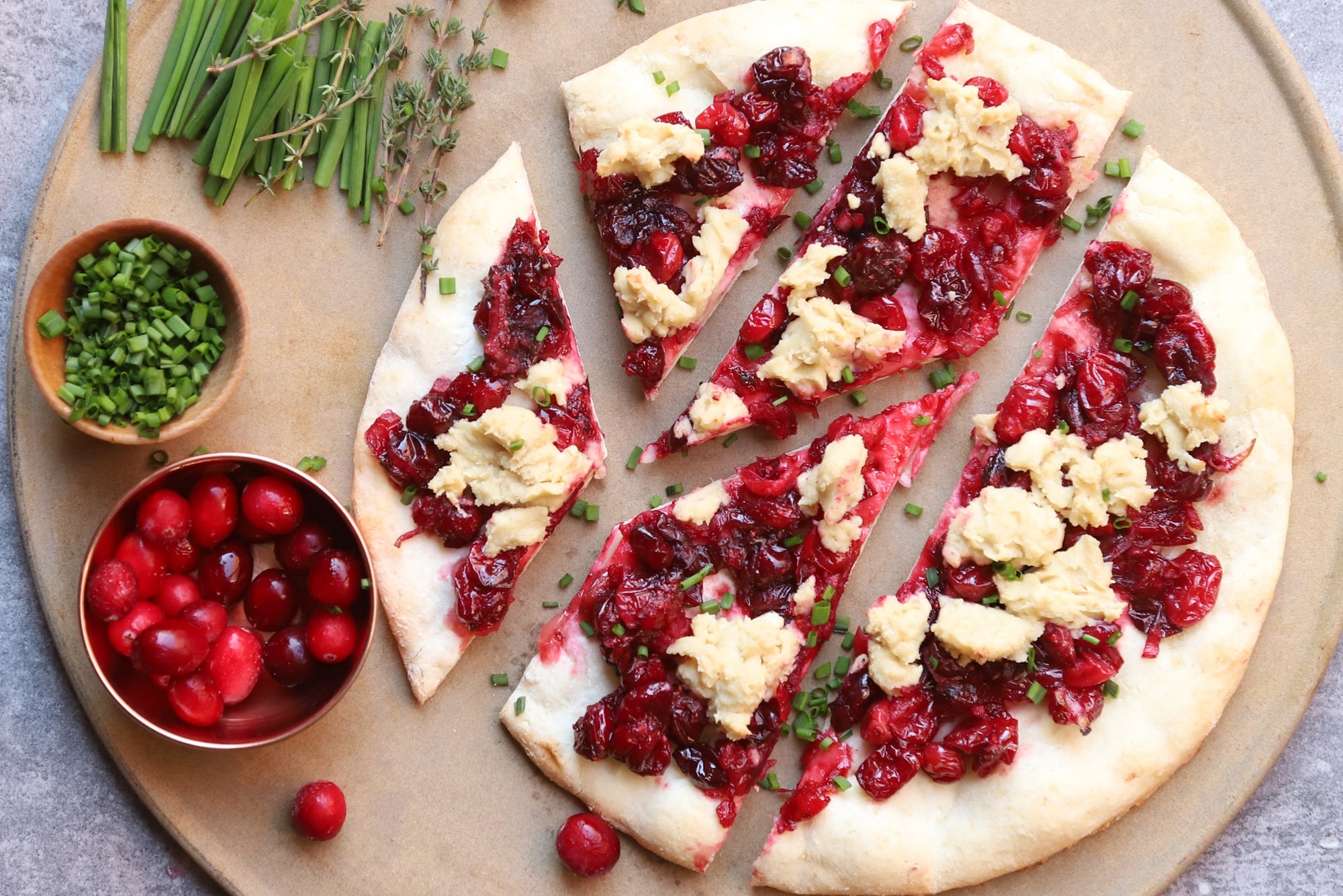 Cheesy Roasted Cranberry Flatbread