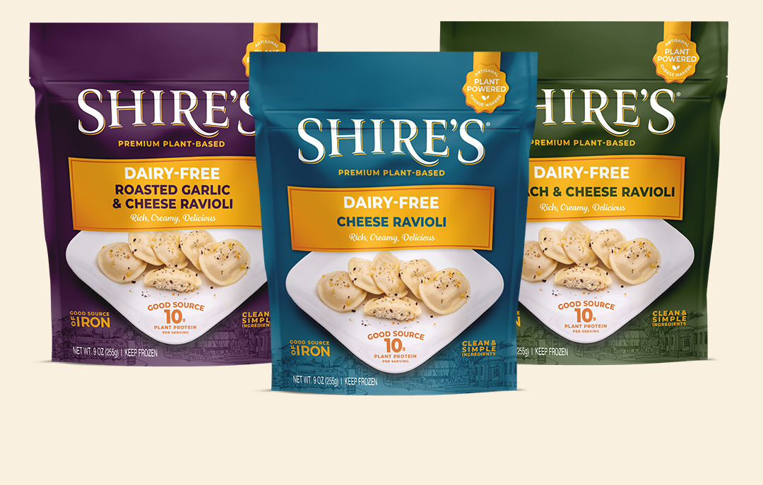Shire's Ravioli Packaging, Roasted Garlic and Cheese, Cheese, Spinach and  Cheese